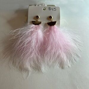 Feather Drop Earrings NWT Gold Tone - About 3" - 4"-Lead Free/Nickel Free